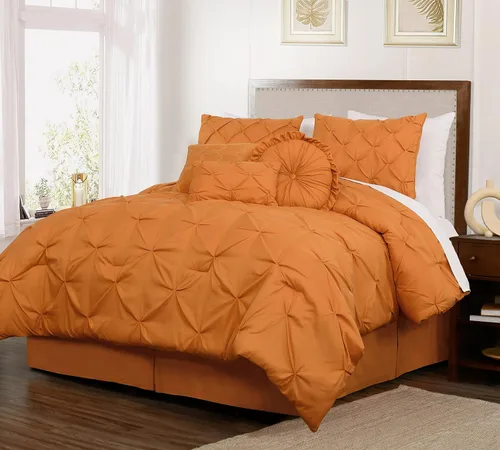 Vista 32 de Chezmoi Collection - Juego de ropa de cama modelo Sydney, 7 piezas, con pliegues decorativos
