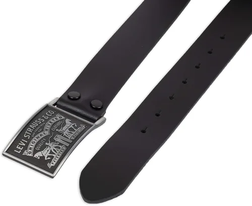 Vista 4 de Levis Cinturón de cuero para hombre con hebilla de placa Negro