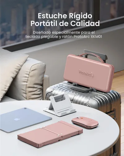 Vista 2 de ProtoArc XKM01 Combo de teclado y ratón plegable de tamaño completo para Rosa