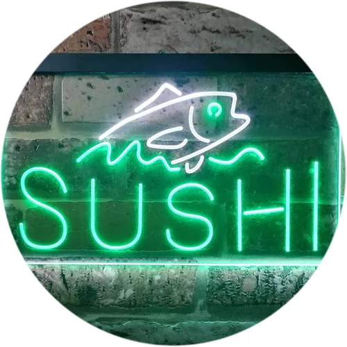 Vista 9 de ADVPRO Sushi Fish Sashimi Restaurant - Letrero de neón LED de doble color, azul y rojo, 12 x 8.5 pulgadas, st6s32-i3334-br