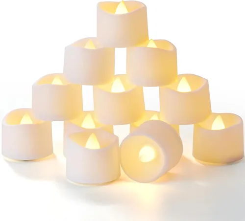 Vista 9 de Homemory Velas de té con temporizador que funcionan con pilas, temporizador de 6 horas integrado, encendido automático diario, velas votivas LED sin