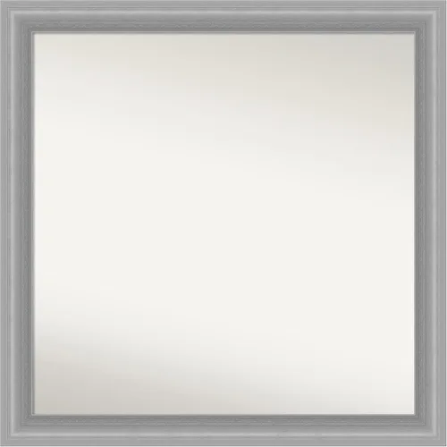 Vista 237 de Amanti Art Espejo de baño plateado para sobre el fregadero, 24 x 24 pulgadas, espejo cuadrado de peltre forjado a medida, marco de madera casual