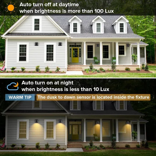 Vista 3 de UME Paquete de 2 lámparas de pared LED para exteriores, farol de pared al aire libre de anochecer a amanecer, accesorios de lámpara de pared Negro