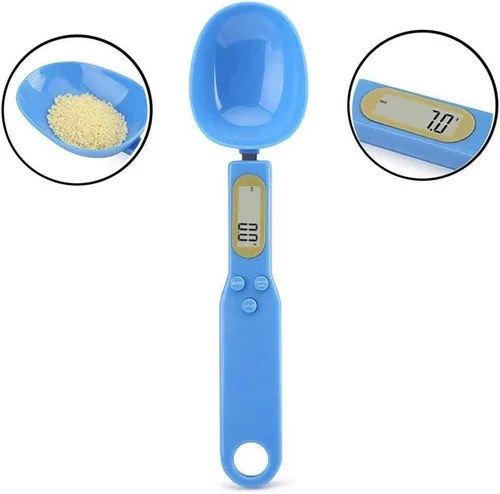 Vista 2 de Cuchara de báscula de alimentos, báscula de cocina portátil de alta precisión para el hogar, 1.1 lb/500 g (0.00 oz) LCD electrónico preciso, Azul