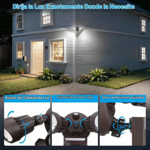 Vista 5 de Luz de seguridad LED con sensor circular, 2 cabezales 20W/3 cabezales 30W., LHSCT-20WSSS-BRZ, 20.0watts, 130.00 volts Bronce (5000 K)