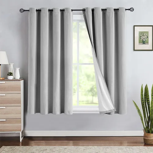 Vista 13 de Jubilantex Cortinas opacas 100% con revestimiento de lino, paneles de cortina texturizados de lino gris, 84 pulgadas de largo para dormitorio, sala