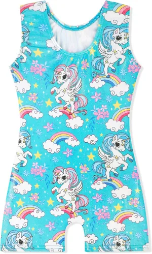 Vista 3 de EQSJIU Leotardos de gimnasia para niñas y niños, diseño de mosaico de arco iris, sirena, mariposa, estrellas, leopardo, galaxia, teñido anudado