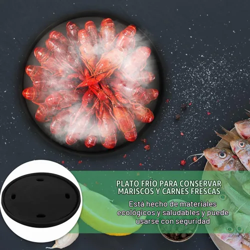 Vista 6 de Cabilock Dry Ice - Plato de sushi de 10 pulgadas redondo japonés para servir sashimi Geta, bandeja de plástico para servir alimentos secos para uso