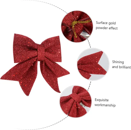 Vista 2 de NOLITOY 1 lazo de Navidad dorado con mariposa roja para decoración de regalo de fiesta de Navidad, lazos de regalo para árbol de Navidad, adornos