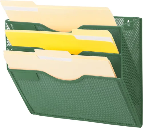 Vista 16 de EASEPRES Organizador de archivos de malla de 3 bolsillos para colgar en la pared, carpeta de papel para correo montada en la pared, organizador