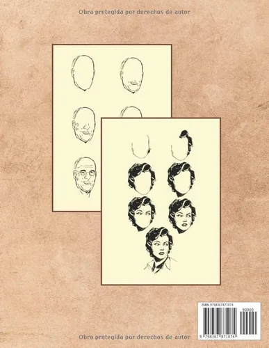 Vista 2 de DIBUJA CARAS PASO A PASO Cuaderno de dibujo para jóvenes y adultos. Regalo original y creativo para amantes del dibujo artístico. Rostros masculinos