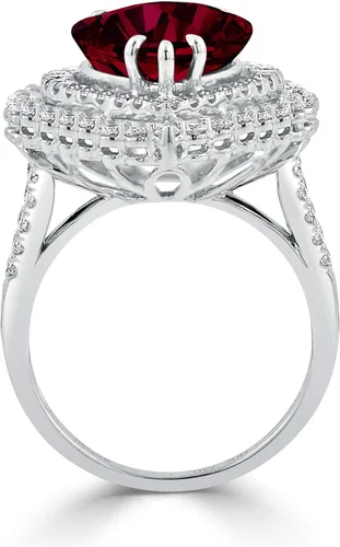 Vista 4 de Diamond Wish Anillo de compromiso de oro blanco de 18 quilates, rubí de 9 58 quilates y diamante TDW de 1 58 quilates, tamaño 4.5-9