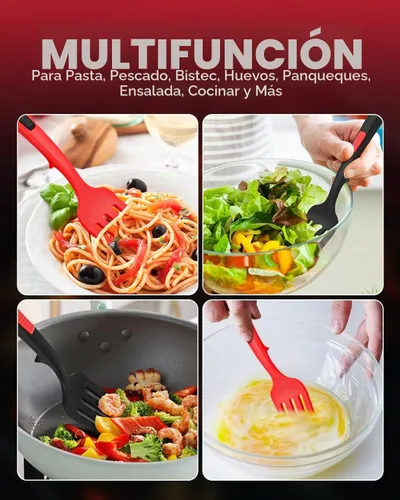 Vista 5 de Tenedor de cocina flexible de silicona, 11.6 pulgadas, resistente al calor, grande antiadherente, puré de alimentos, batidor de huevos (BR)