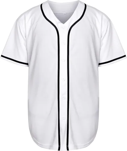 Vista 3 de MESOSPERO Camiseta de béisbol lisa con botones en blanco de manga corta Hipster Hip Hop