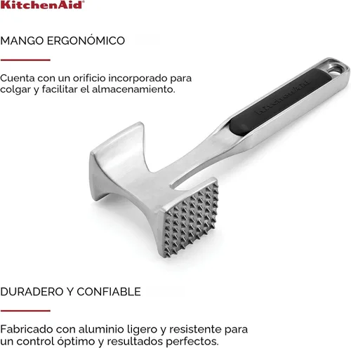 Vista 2 de KitchenAid Ablandador de carne gourmet de múltiples caras para golpear carnes, nueces, mariscos, etc., agujero para colgar para un fácil