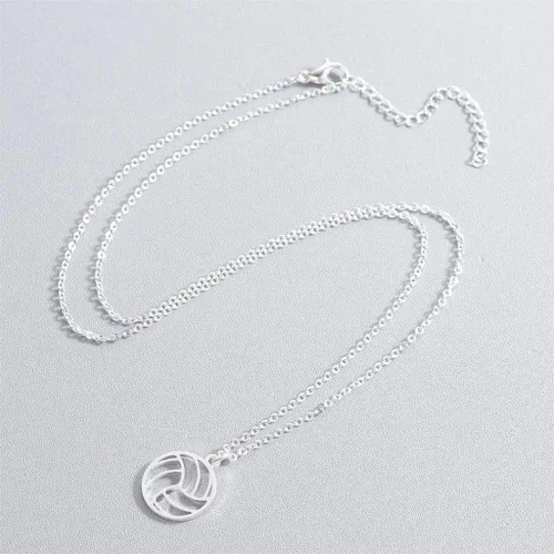 Vista 2 de NOUMANDA Moda Elementos geométricos Voleibol collar corte metal hueco bola colgante deportes joyería regalos