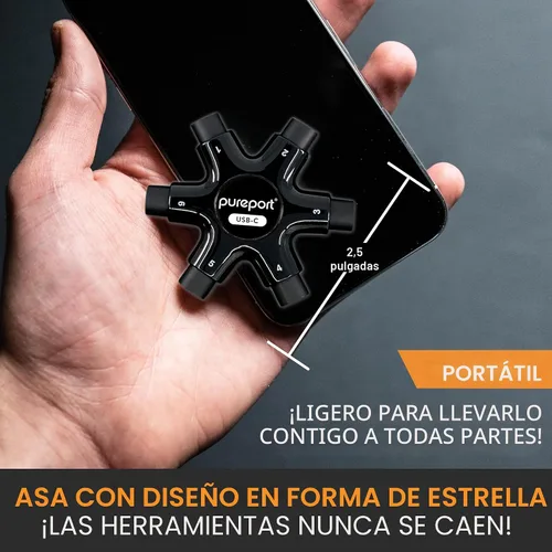 Vista 6 de Kit de Limpieza Multi-Herramienta PurePort USB-C Limpia, repara y restaura puertos USB C y cables de teléfono celular, tableta y portátil