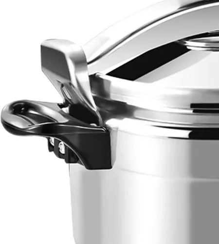 Vista 6 de PRETYZOOM Olla a presión de 11 cuartos de galón, acero inoxidable, con cerradura de una sola mano, con válvula de resorte, compatible con gas e