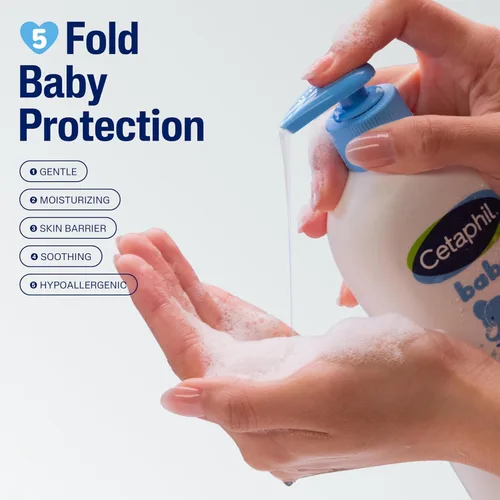 Vista 2 de Cetaphil Champú y gel de baño para bebé con caléndula orgánica, sin lágrimas, hipoalergénico, ideal para uso diario, probado por dermatólogos, 7.8oz
