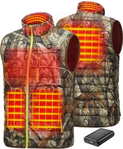Vista 7 de TIDEWE Chaleco calefactado para hombre con paquete de batería, chaleco ligero para caza/senderismo Negro