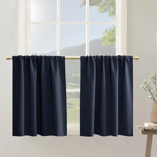 Vista 17 de PANELSBURG - Cortinas de cocina para ventanas, cortinas cortas térmicas aisladas de invierno para puerta con ventana, 24 pulgadas de largo, beige