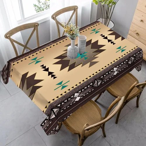Vista 19 de Mantel azteca, diseño geométrico tribal, decoración rústica de nativos americanos, estilo suroeste, impermeable, lavable, para decoración de cocina