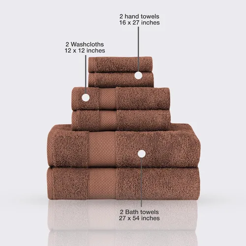 Vista 5 de Towels Beyond - Juego de toallas de lujo de 6 piezas, 100% algodón turco, de secado rápido, altamente absorbente y cómodo, incluye 2 toallas