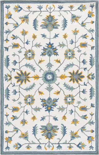 Vista 8 de SAFAVIEH Metro Collection - Alfombra de pasillo de 2 pies 3 pulgadas x 9 pies, marfil y azul, lana hecha a mano, ideal para zonas de alto tráfico