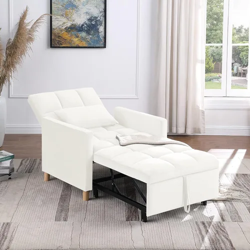 Vista 7 de Linique Sofá cama multifuncional con almohada, sofá convertible 3 en 1 de terciopelo suave, silla de cama extraíble para sala de estar, dormitorio
