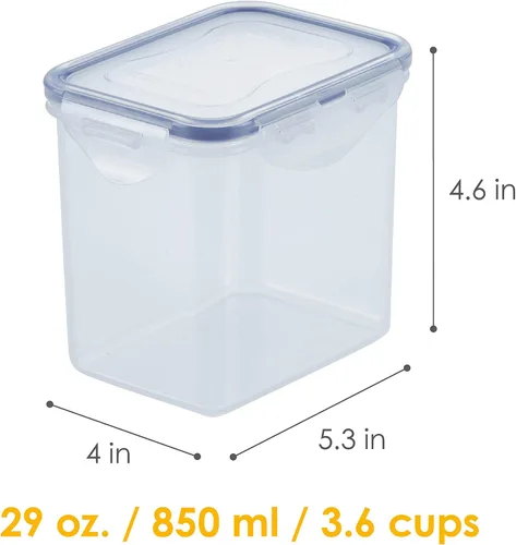 Vista 3 de Lock & Lock - Contenedor alto rectangular de almacenamiento de alimentos (paquete de 2) de 28.74 onzas / 3.59 tazas