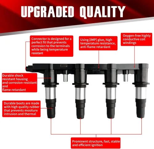 Vista 2 de Paquete de bobinas de encendido UF620 C1646 compatible con Chevrolet Aveo Aveo5 Cruze Sonic Pontiac G3 1.6L 1.8L L4 - Reemplaza 5C1703 D517C 96476979