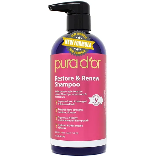Vista 9 de PURA D'OR Restore & Renew Set de champú y acondicionador para cabello fuerte, saludable y nutrido con aloe vera orgánico, romero, espino amarillo