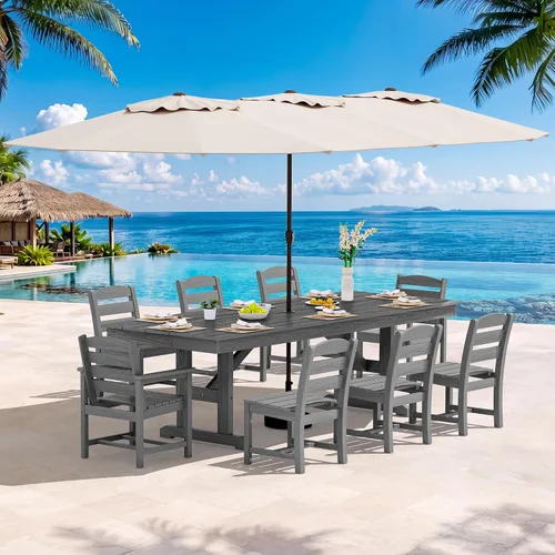 Vista 34 de SERWALL Outdoor 84" HDPE Rectangular Dining Table for 6-8,All-Weather,Aruba