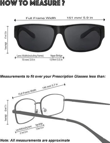 Vista 3 de The Fresh - Lentes de sol polarizados, de alta definición y envolventes para uso sobre anteojos - Estuche de piel para anteojos