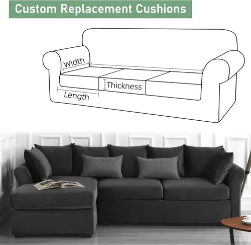 Vista 7 de Cojines de banco personalizados para muebles de interior/exterior, almohadilla de asiento de ventana panorámica con parte inferior antideslizante