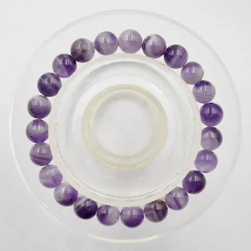 Vista 2 de AD Beads - Pulsera elástica de cuentas redondas naturales de 516 pulgadas