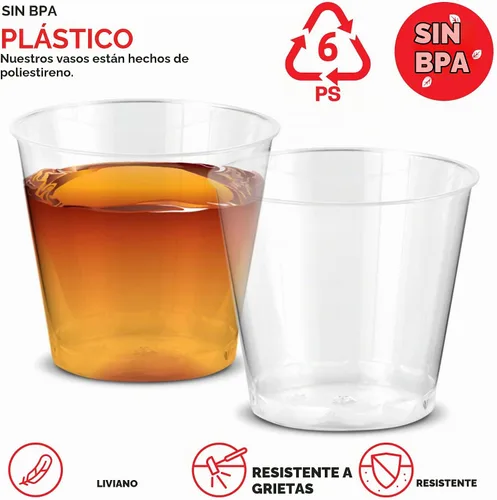 Vista 3 de Stock Your Home Paquete de 100 vasos de chupito de plástico (1 onza), vasos desechables transparentes para chupitos de gelatina, degustación