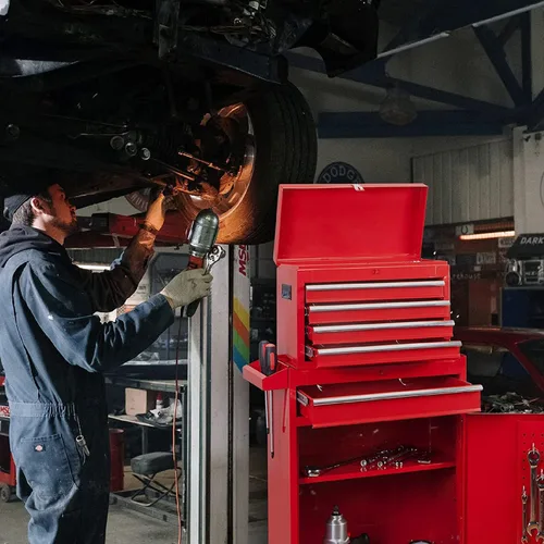 Vista 2 de ROAD DAWG ATBT1204D-Torin - Organizador de herramientas para taller de color rojo Caja de herramientas desmontable con 4 cajones con gran gabinete