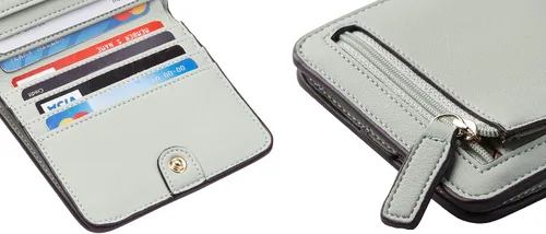 Vista 7 de Toughergun - Billetera para mujer, con bloqueo Rfid, pequeña, compacta, plegable, de lujo, de cuero, con bolsillo para mujer, minivestido