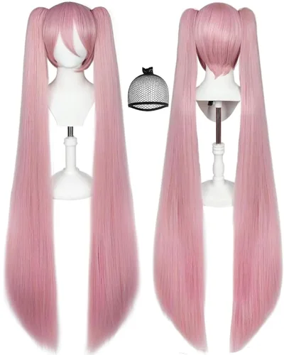 Vista 7 de Peluca negra y morada con 2 moños, pelo corto negro y morado, moños trenzados dobles para mujeres, cantantes, ídolos, personajes, cosplay, pelucas