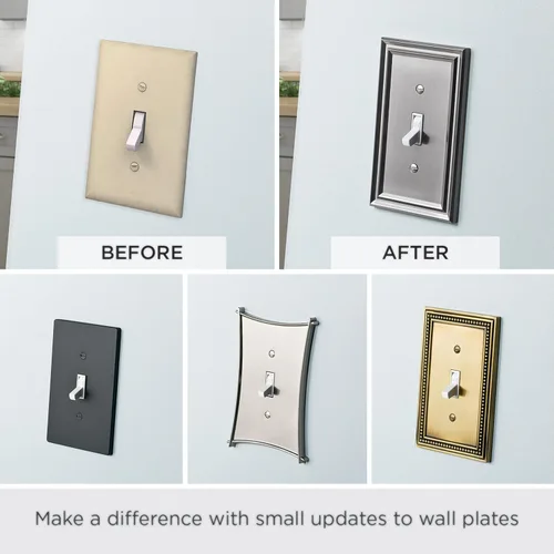 Vista 7 de Franklin Brass Placa de pared clásica con cuentas (1 unidad) para interruptor de luz, color blanco puro, protector de palanca de 1 banda, toma