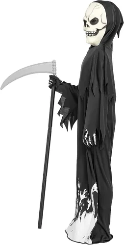 Vista 4 de Disfraz de parca de Halloween para niños y niñas, disfraz de fantasma de lujo que brilla en la oscuridad