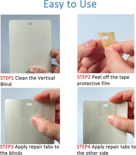 Vista 4 de Kit de 60 piezas de lengüetas de reparación de persianas verticales transparentes, piezas de reemplazo de listones de persianas verticales