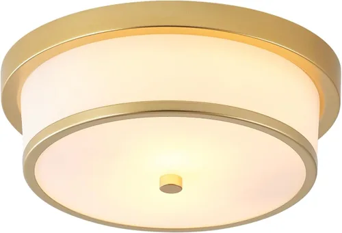 Vista 10 de Lámpara de techo empotrada de 12 pulgadas, Luminarias de techo de 2 luces pegadas al techo con acabado de bronce frotado con aceite para baño
