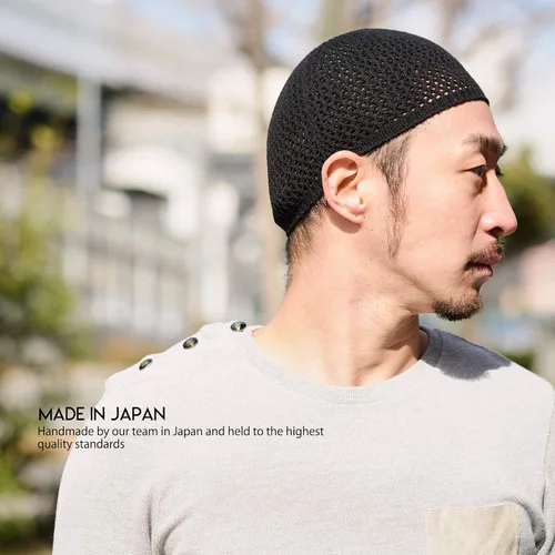 Vista 2 de CHARM Gorro Kufi de seda para hombre hecho a mano en Japón elástico