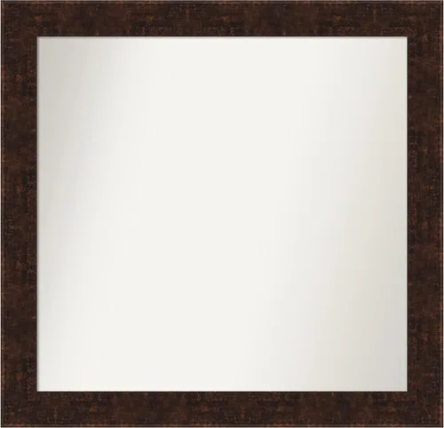 Vista 190 de Amanti Art Espejo de baño de bronce para sobre fregadero, 24 x 24 pulgadas, espejo de tocador cuadrado estrecho de bronce Manhattan, marco de madera