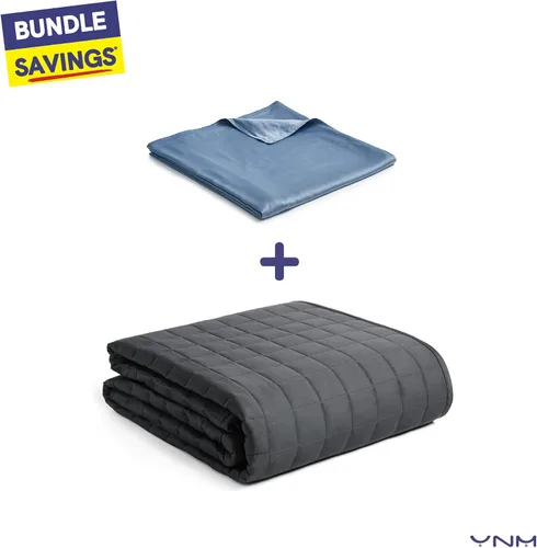 Vista 8 de YnM - Funda de edredón de enfriamiento exclusiva para mantas con peso (gris azulado, 41 x 60 pulgadas)