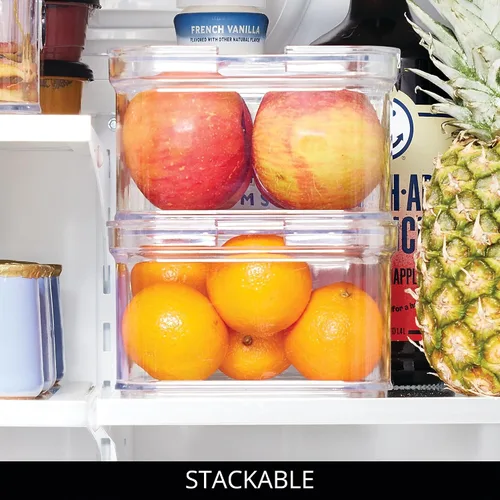 Vista 6 de iDesign Stackable Fridge Organizer Bins with Lids for Fresh Produce - Set of 6 - Clear