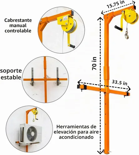 Vista 3 de Grúas de elevación de aire acondicionado de 60 pies, Herramienta de elevación de aire acondicionado de altura, Capacidad de carga de 1200 libras