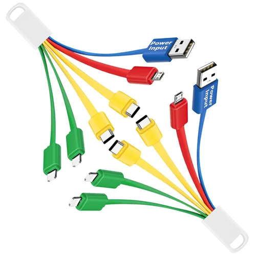 Vista 8 de Herfair Cable de carga múltiple (paquete de 2) Cable de carga universal 6 en 1 Cable de alimentación para múltiples dispositivos con conectores Negro